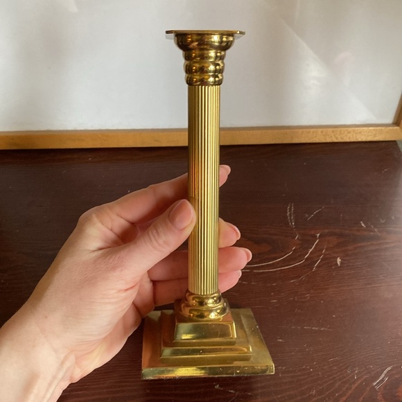 Three Vintage Brass Metal Candlesticks Boho Patina Rustic Farmhouse Eclectic - Picture 5 of 9